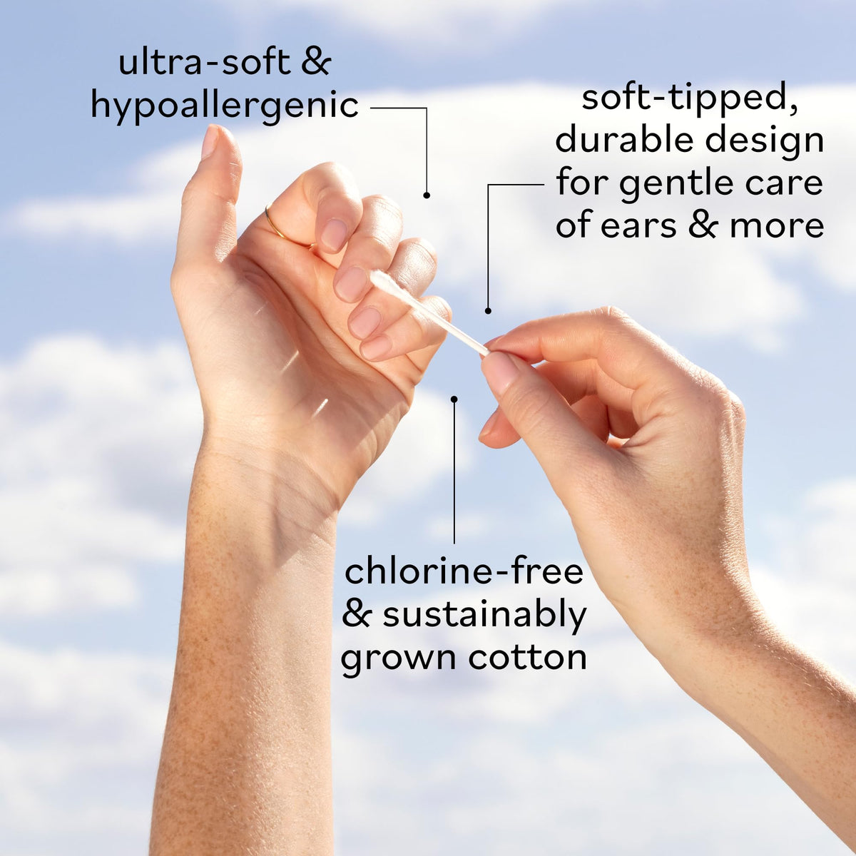 Sky Organics Organic Cotton Swabs being used for makeup touch-up