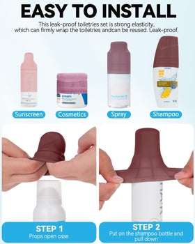 Skyconser silicone bottle covers neatly packed for travel