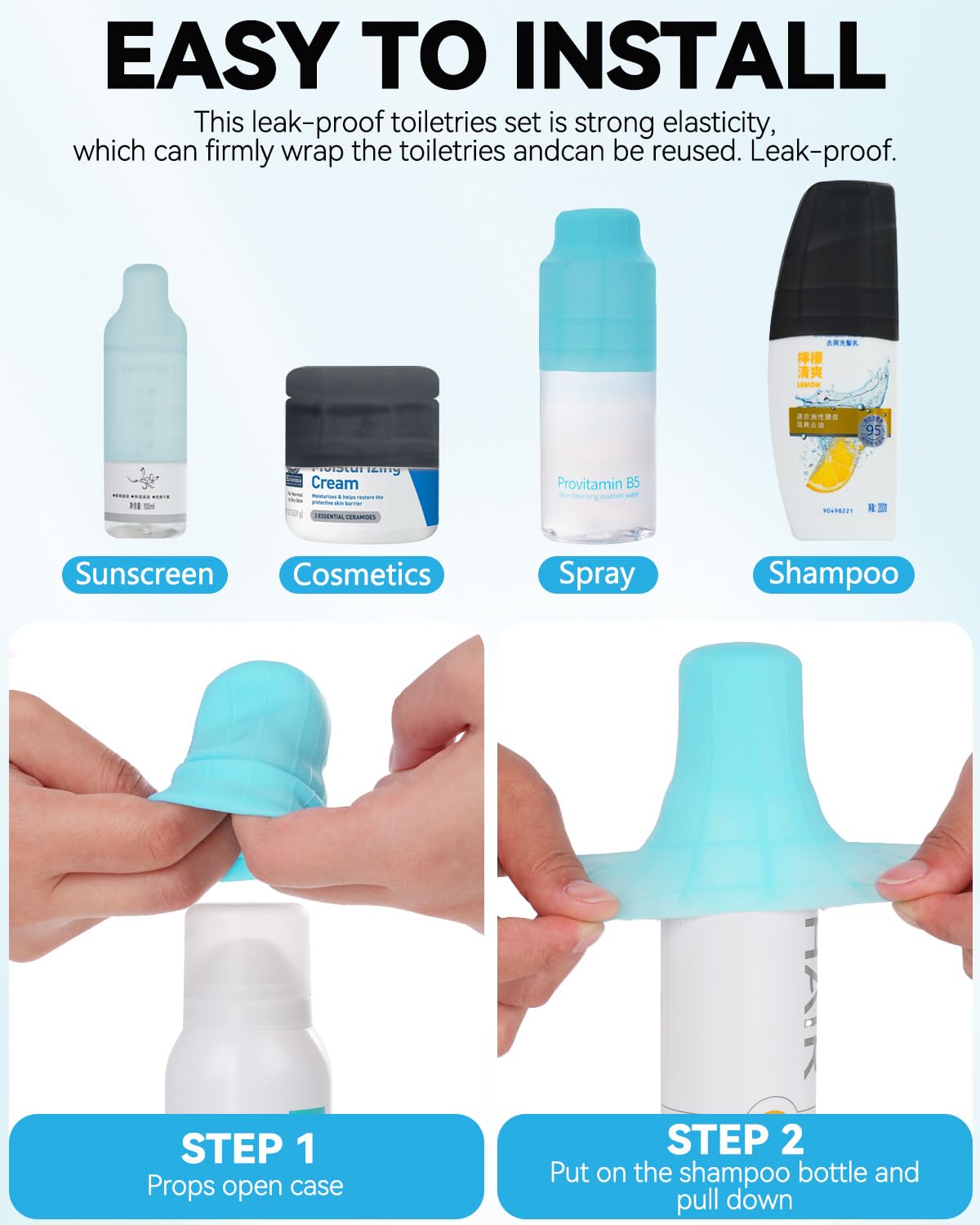 Skyconser silicone covers in black, grey, light blue, and sky blue