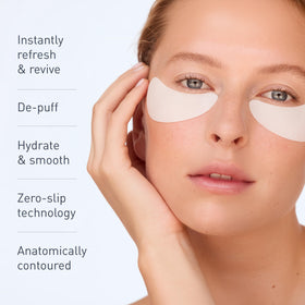 skyn ICELAND Hydro Cool Firming Eye Patches application on eyes