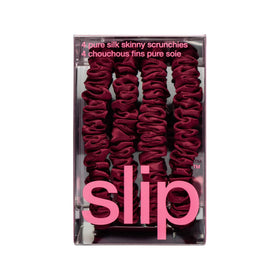 SLIP maroon scrunchies set of 4 on a vanity