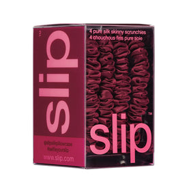 SLIP maroon skinny scrunchies in a lifestyle setting