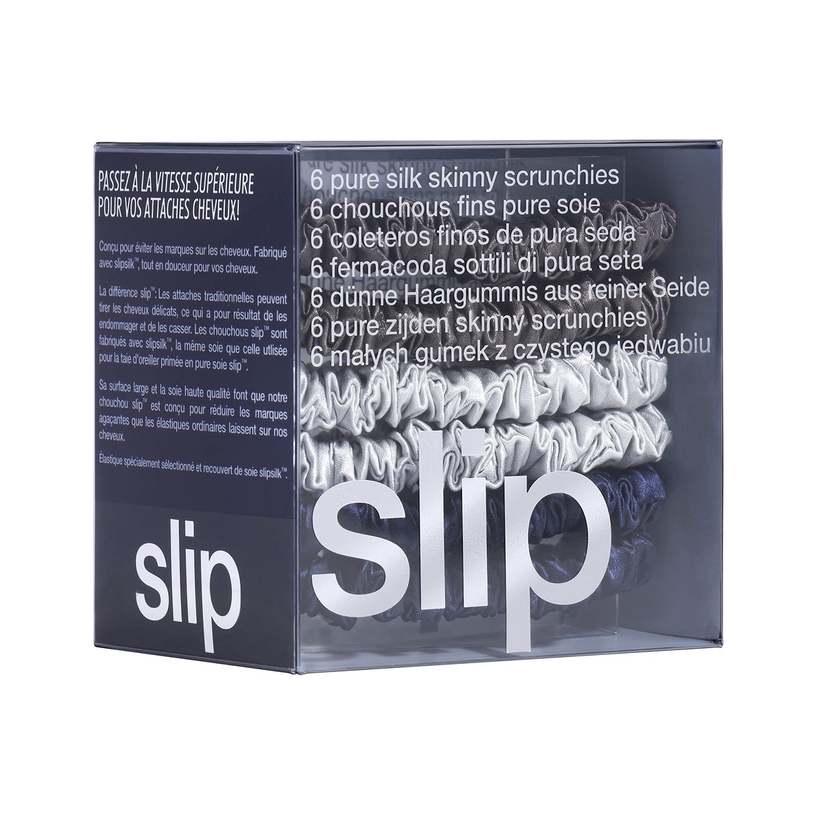 SLIP Midnight Collection Silk Hair Ties with a chic background