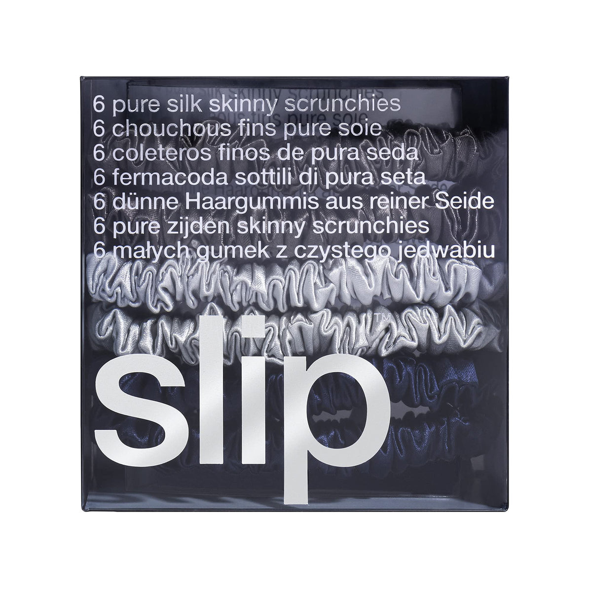 SLIP Midnight Silk Hair Ties with a focus on the elastic band