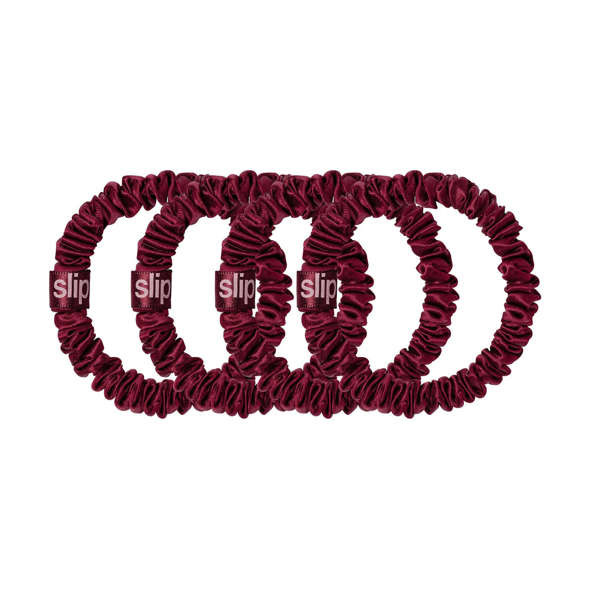 SLIP packaging of maroon skinny scrunchies set