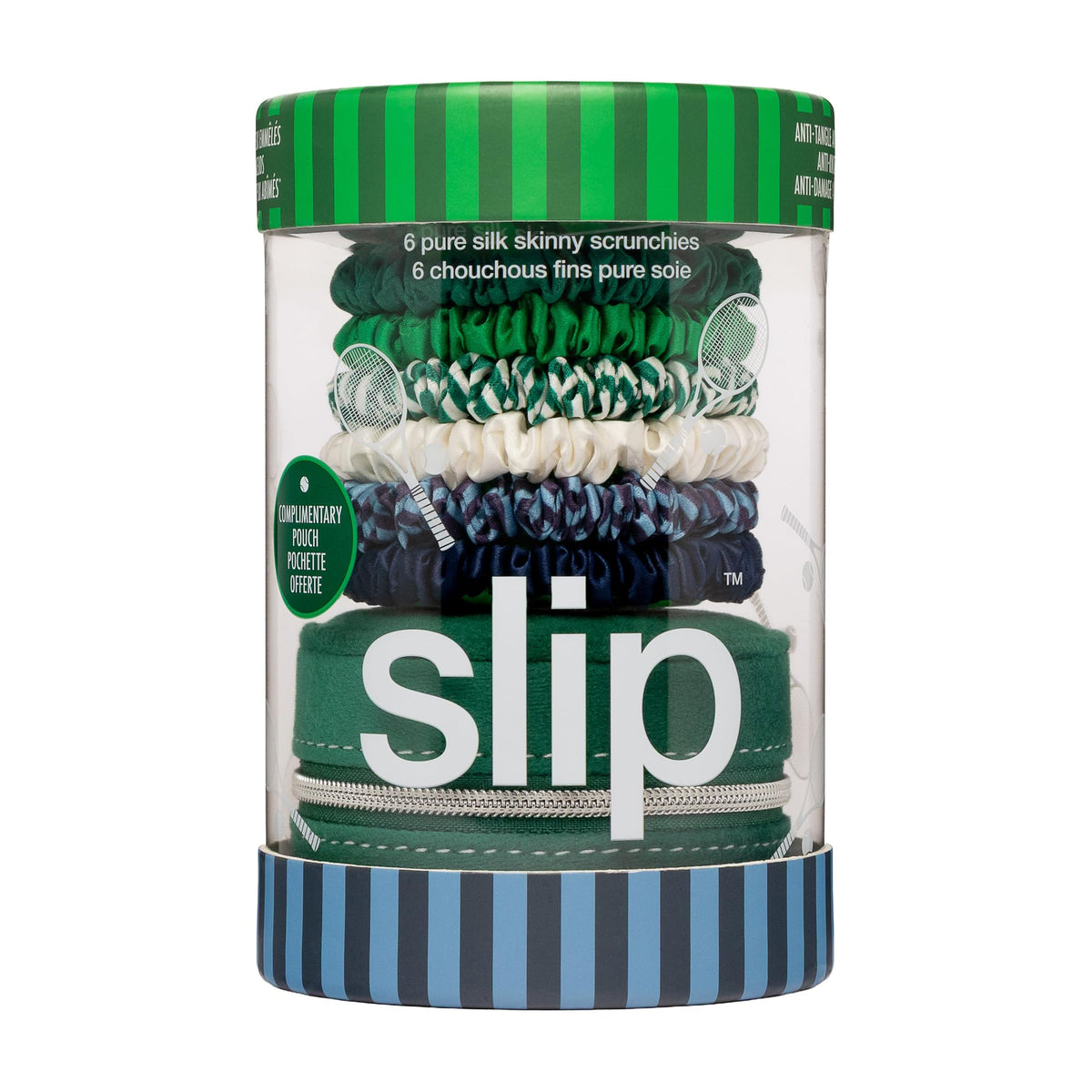 SLIP scrunchies displayed with hair styling tools