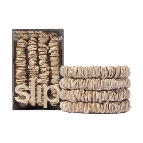 SLIP Silk Hair Ties Set of 4 auburn scrunchies in packaging