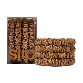 SLIP Silk Hair Ties Set of 4 in copper silk front view