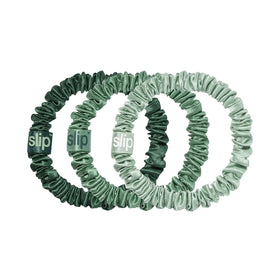 SLIP Silk Hair Ties set of three in ivy, sage, and mint