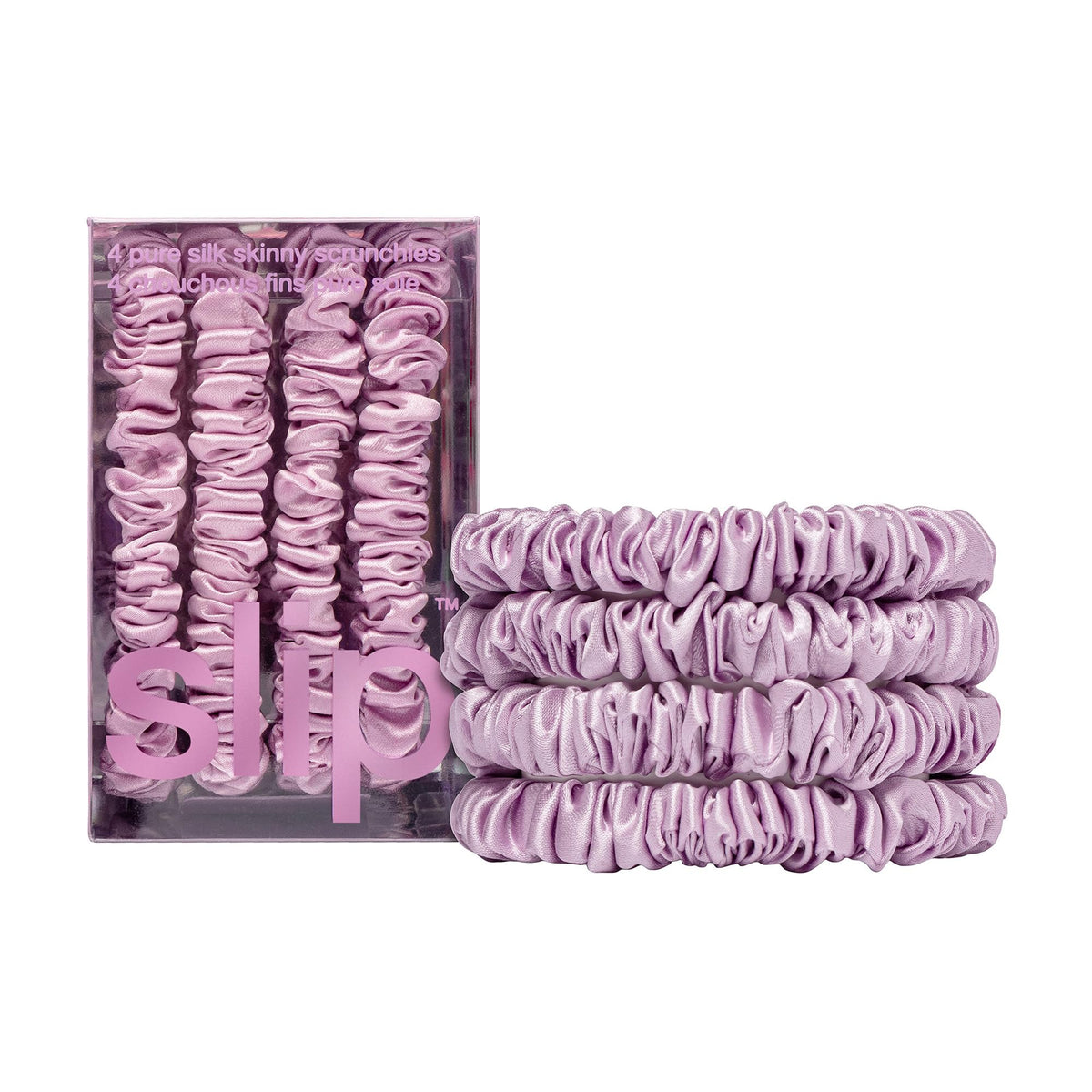 SLIP Silk Hair Ties Wildflower Skinny Scrunchies front view