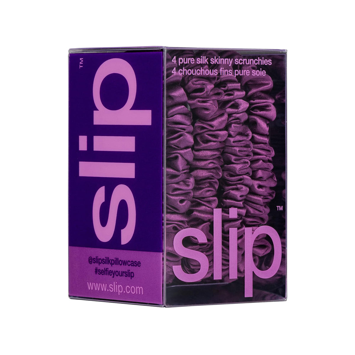 SLIP skinny scrunchies displayed on a vanity