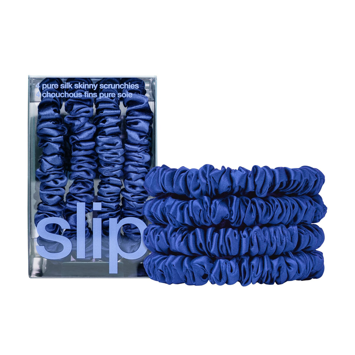 SLIP Skinny Silk Scrunchies Set of 4 in Royal Blue