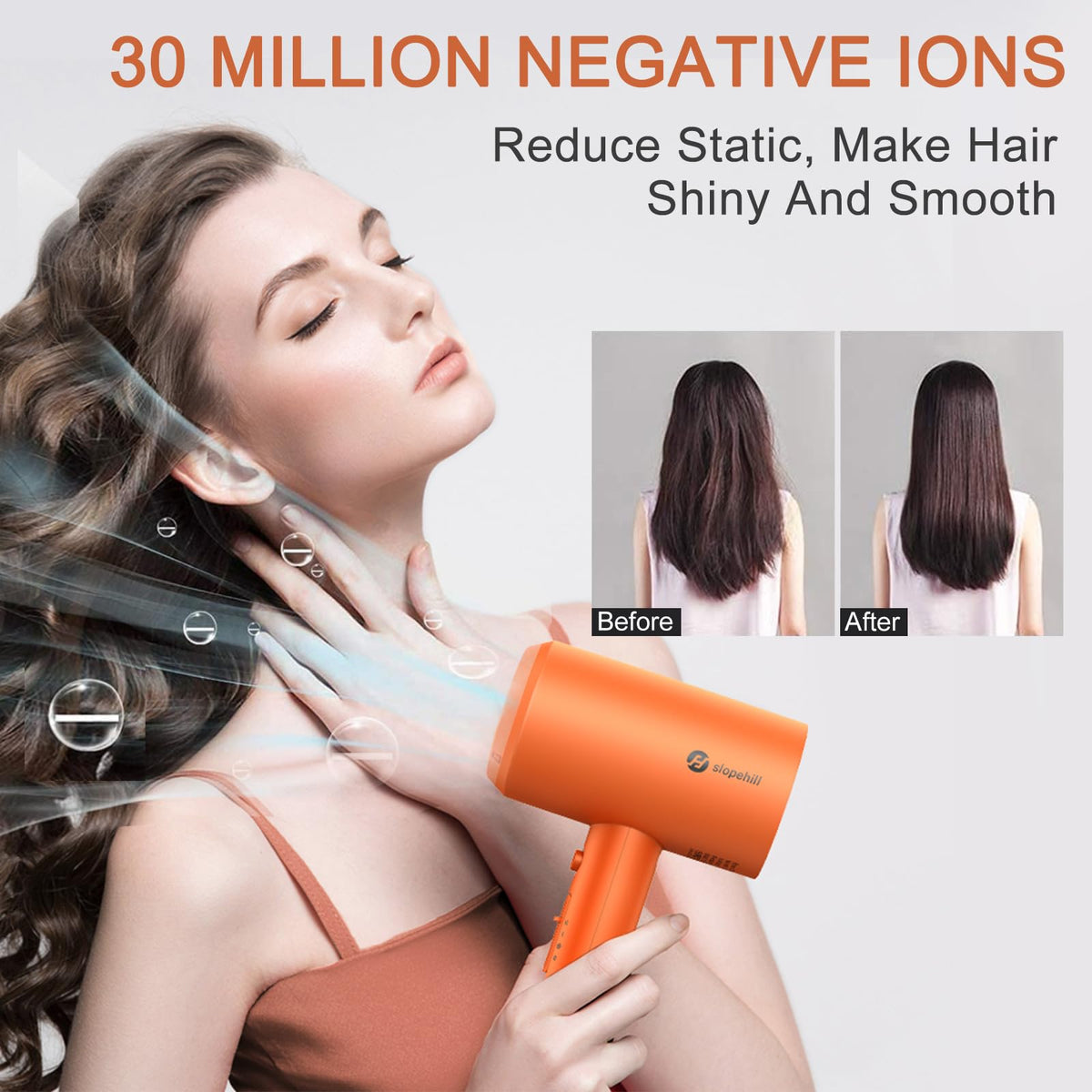 Slopehill hair dryer back view with power cord