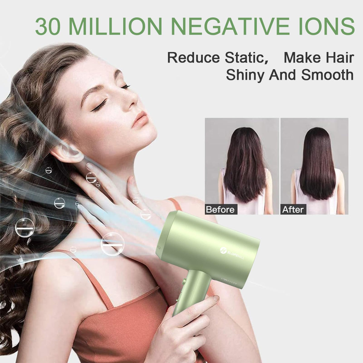 slopehill Hair Dryer in lime cream colour on a vanity