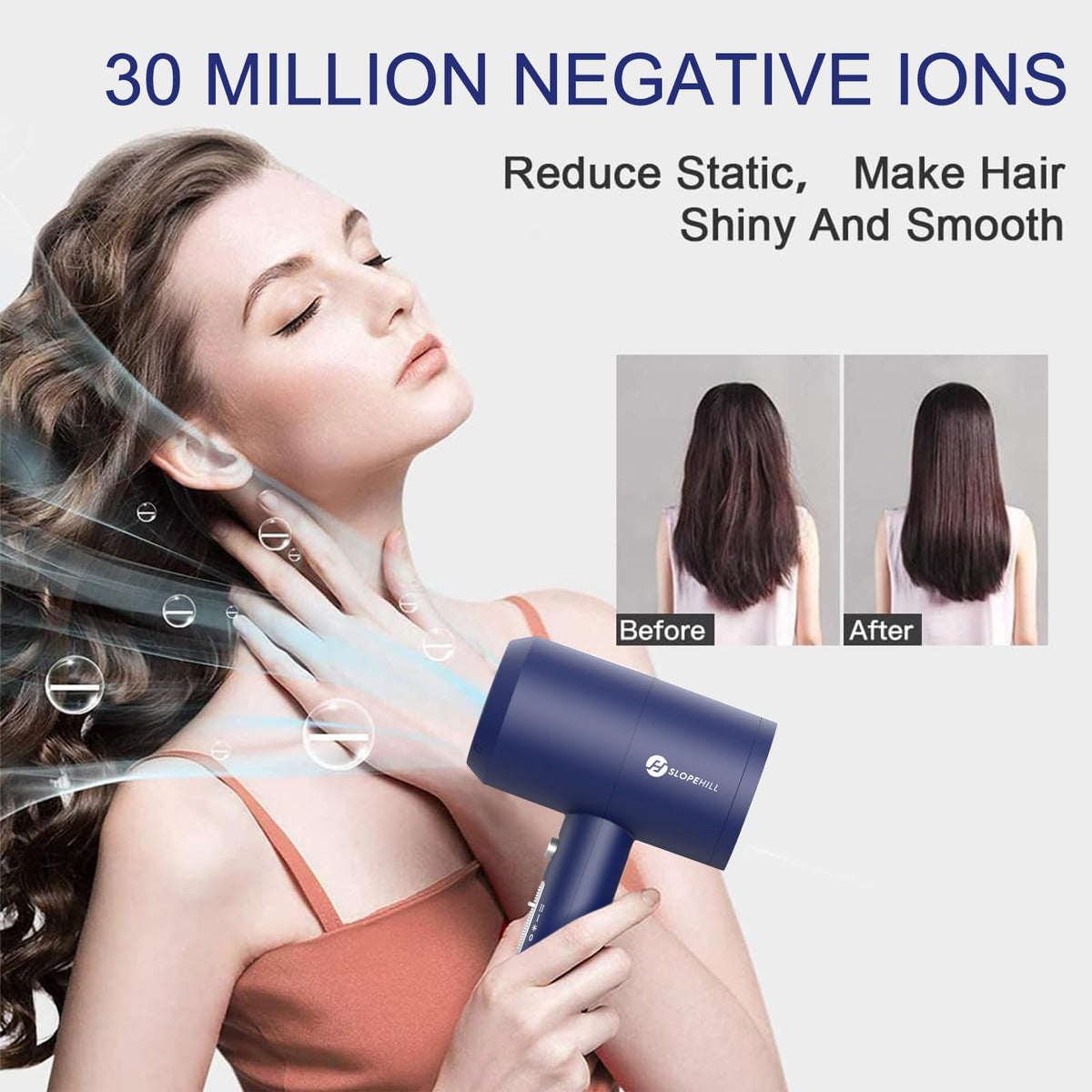 Slopehill Ionic Hair Dryer back view with power cord