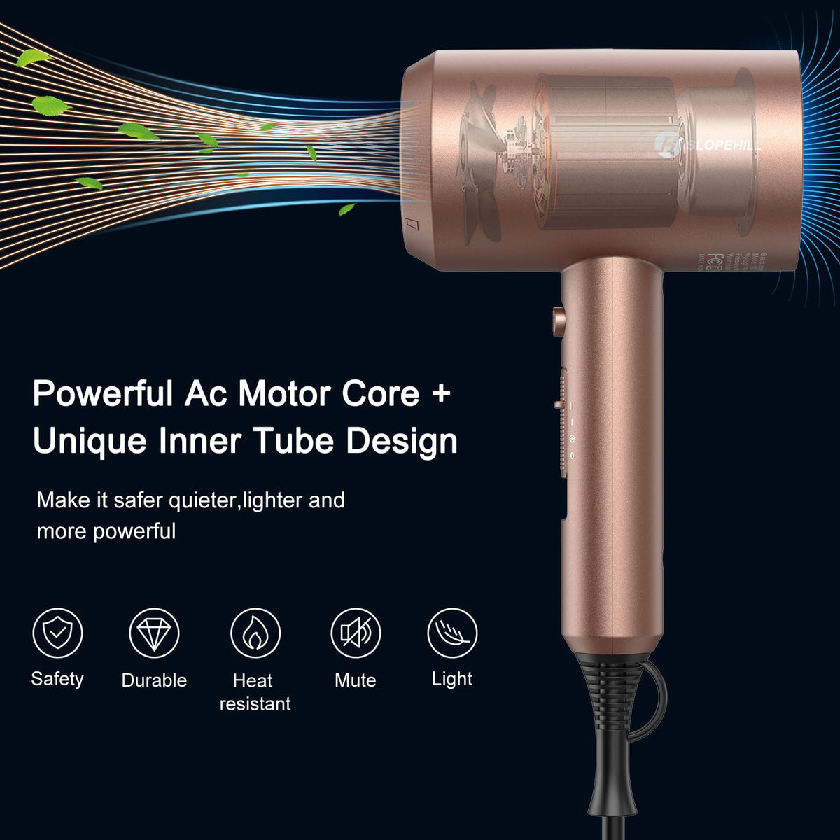 slopehill Ionic Hair Dryer showing concentrator nozzle attachment