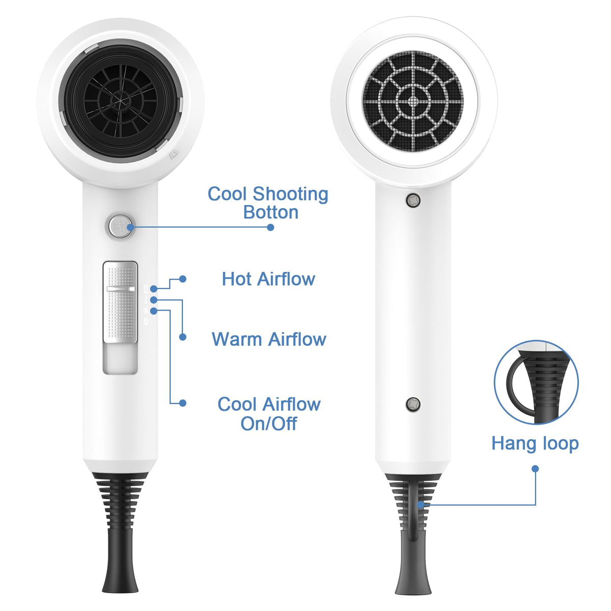Slopehill Ionic Hair Dryer side view showing controls