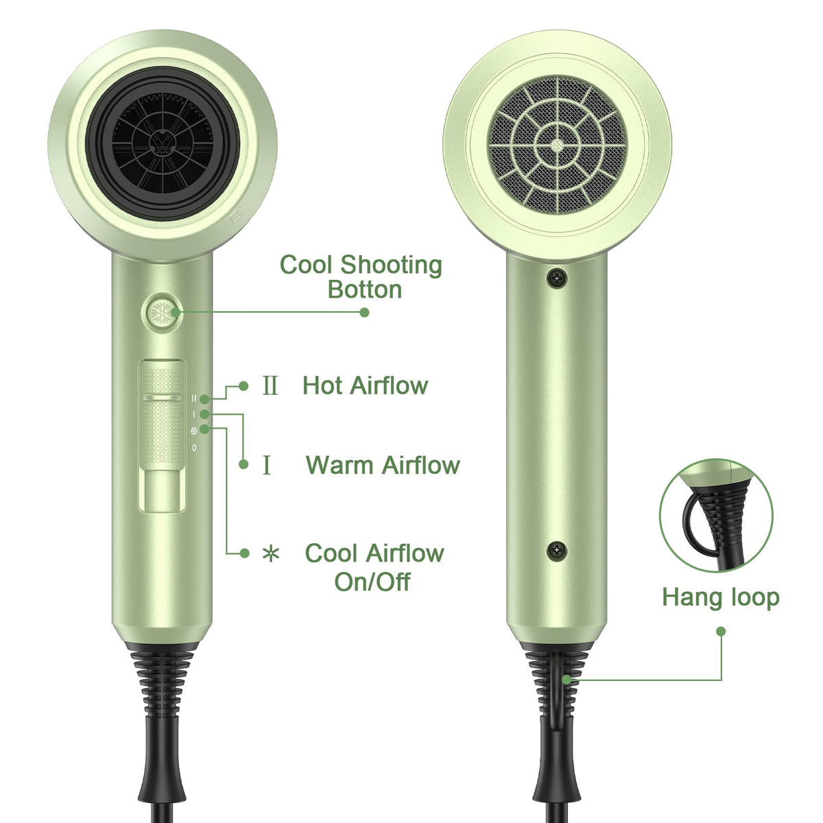 slopehill Ionic Hair Dryer with power cord and accessories