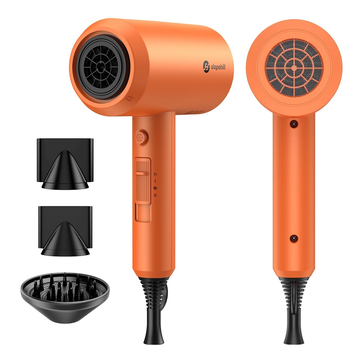 Slopehill Professional Ionic Hair Dryer front view in Cosmic Orange
