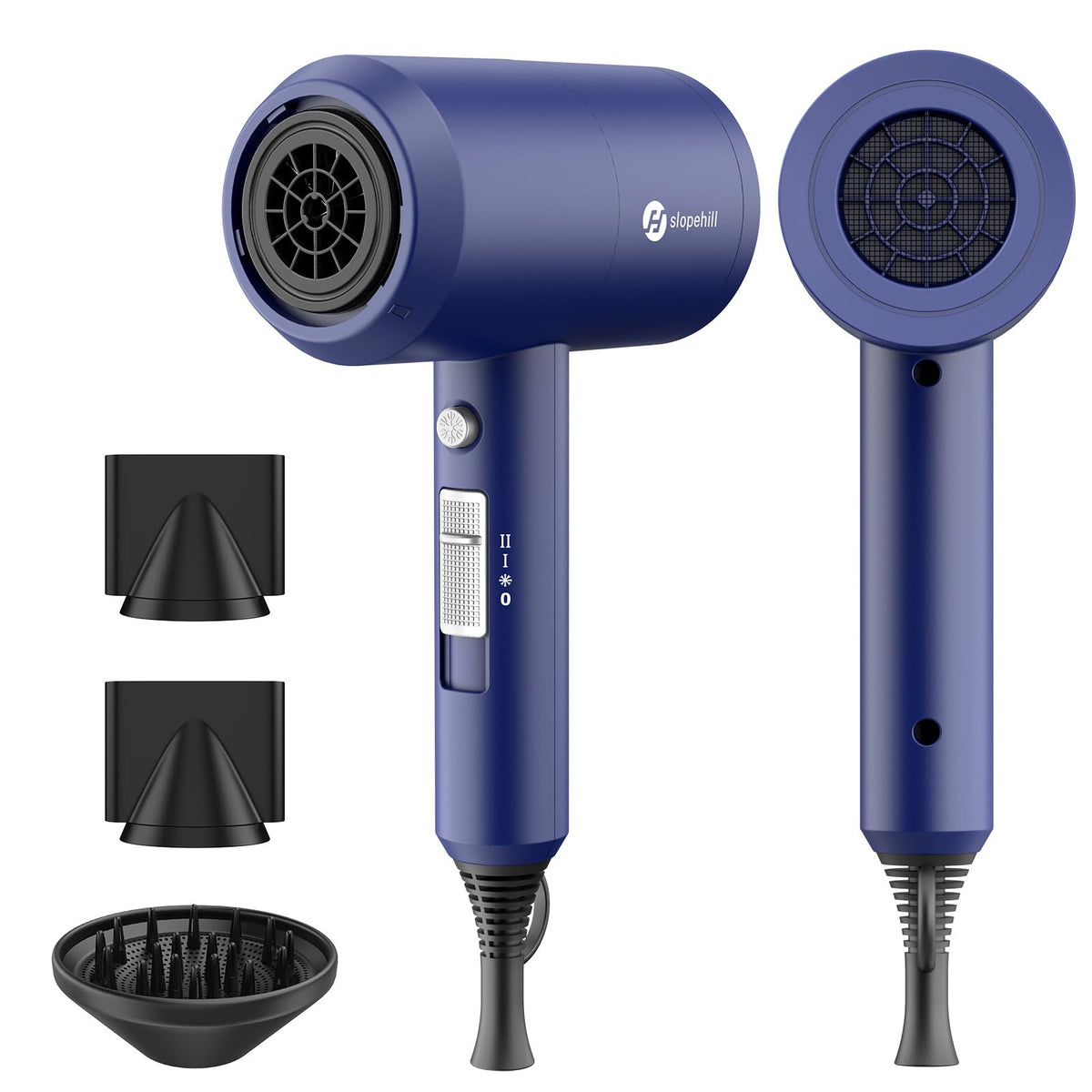 Slopehill Professional Ionic Hair Dryer front view in Prussian Blue