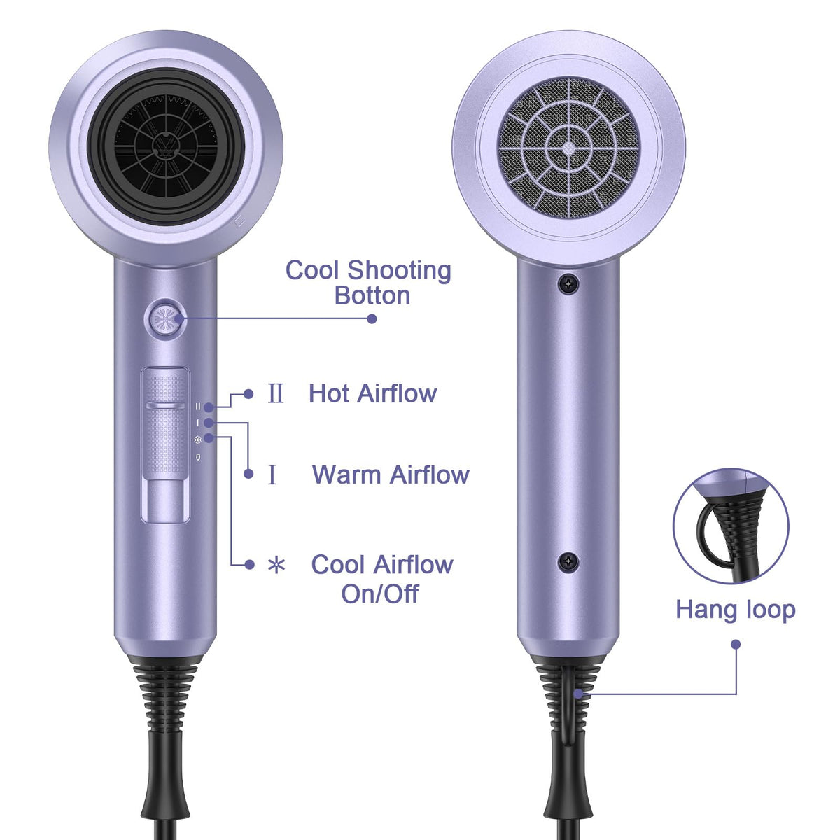 slopehill Professional Ionic Hair Dryer lavender in use