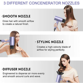 slopehill Professional Ionic Hair Dryer lavender with attachments