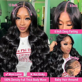 Smabuity Body Wave Lace Front Wig 26 Inch close-up of lace