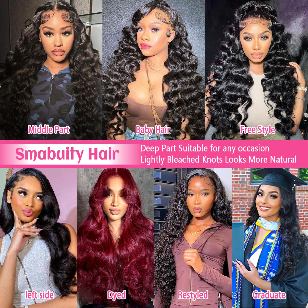 Smabuity Body Wave Lace Front Wig 26 Inch styled in a ponytail