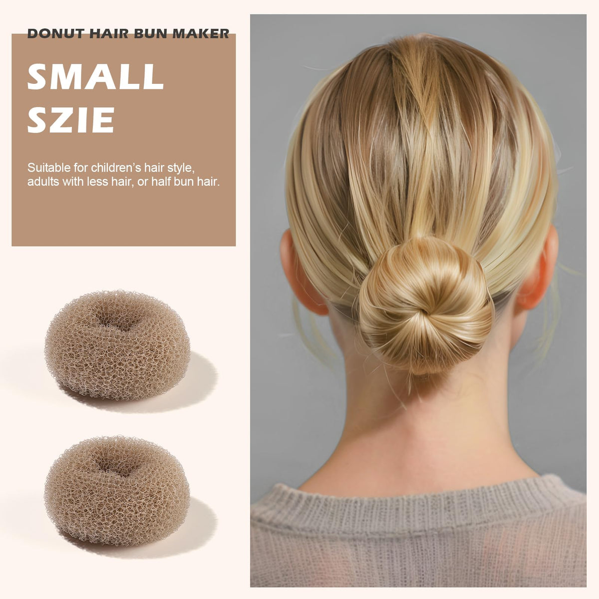 Small donut hair bun makers from Teenitor, two pieces