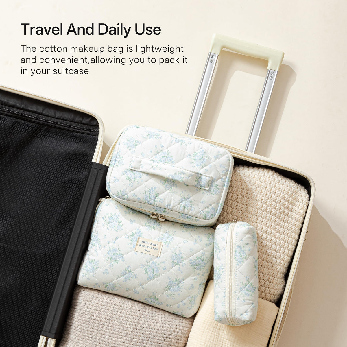 Small HBselect makeup bag displaying interior space