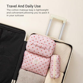 Small HBselect makeup pouch with zipper open showing contents