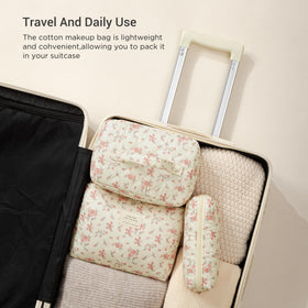 Small HBselect Quilted Makeup Bag dimensions 7.5 x 2.4 x 3.5 inches