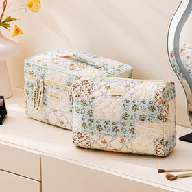 Small HBselect Quilted Makeup Bag in floral pattern