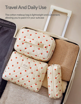 Small HBselect Quilted Makeup Bag showcasing floral pattern