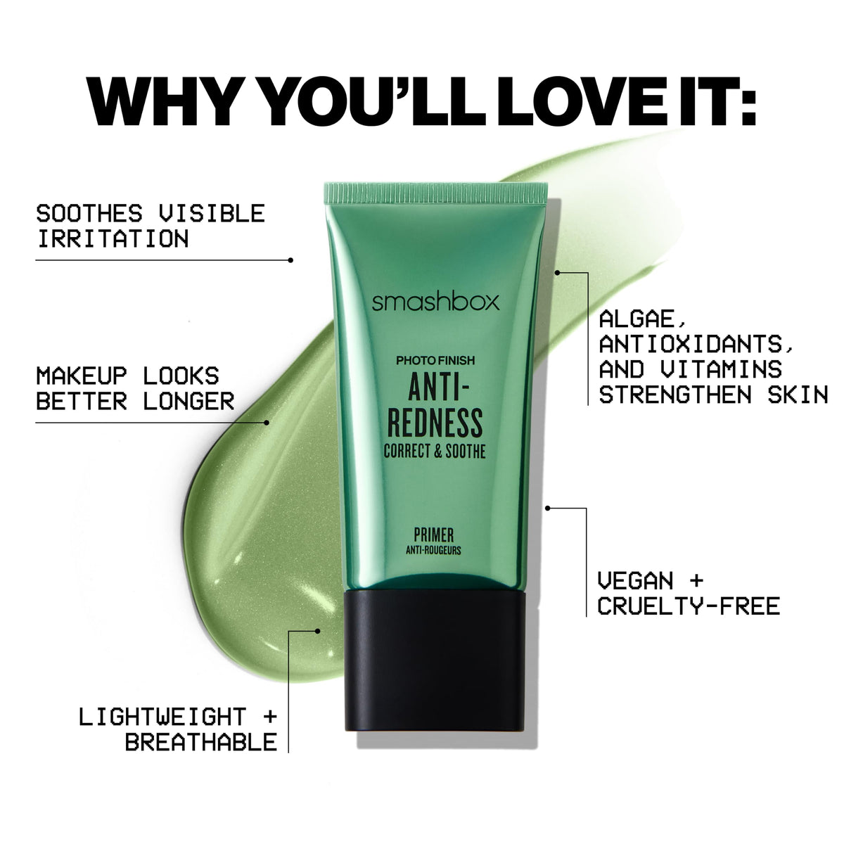Smashbox Photo Finish Anti-Redness Primer with Algae, Rose, and Mushroom extracts