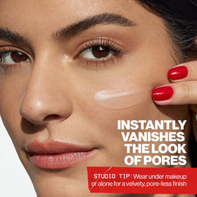 Smashbox Pore Vanishing Primer on vanity with makeup products