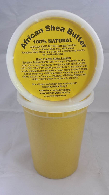 SmellGood African Shea Butter 32 oz front view with clear yellow butter