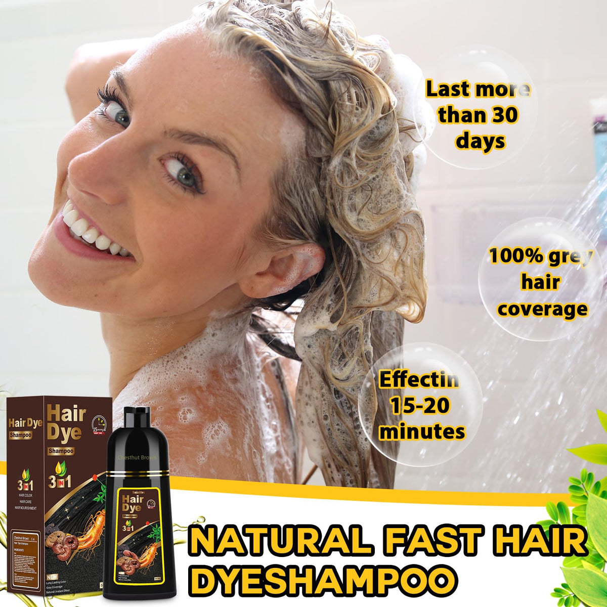 Sminktec Hair Dye Shampoo 3 in 1 Chestnut Brown application process