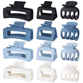 SMKSL 12 Pcs Hair Claw Clip Set assorted colours front view