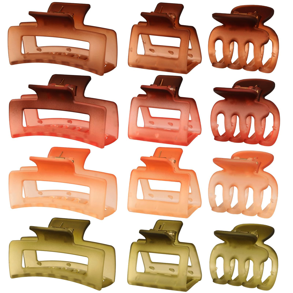 SMKSL 12 Pcs Hair Claw Clips in Earthy Ombre Set front view