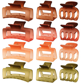 SMKSL 12 Pcs Hair Claw Clips in Earthy Ombre Set front view