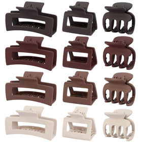 SMKSL 12 Pcs Hair Claw Clips Set assorted colours front view