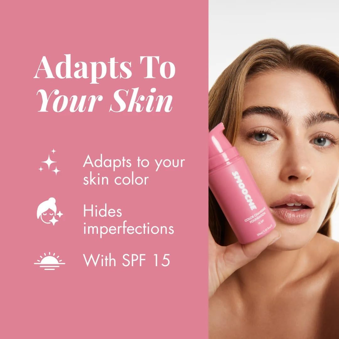Smooche Color Changing Foundation applied to skin showing natural finish