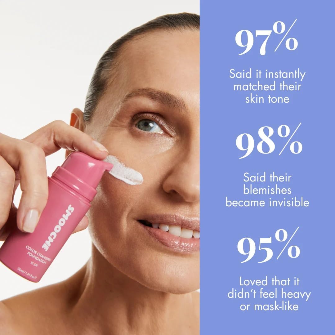 Smooche Color Changing Foundation being applied with a makeup brush