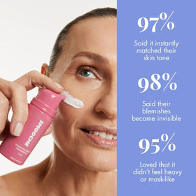 Smooche Color Changing Foundation being applied with a makeup brush