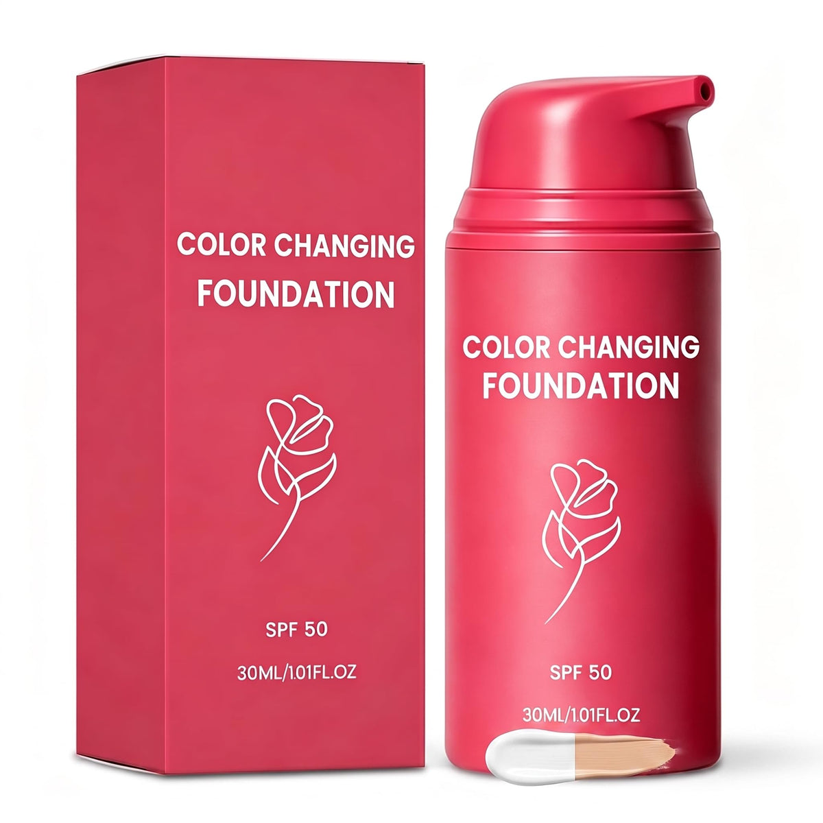 SMOOCHIÉ SKIN Color Changing Foundation front view with pump dispenser