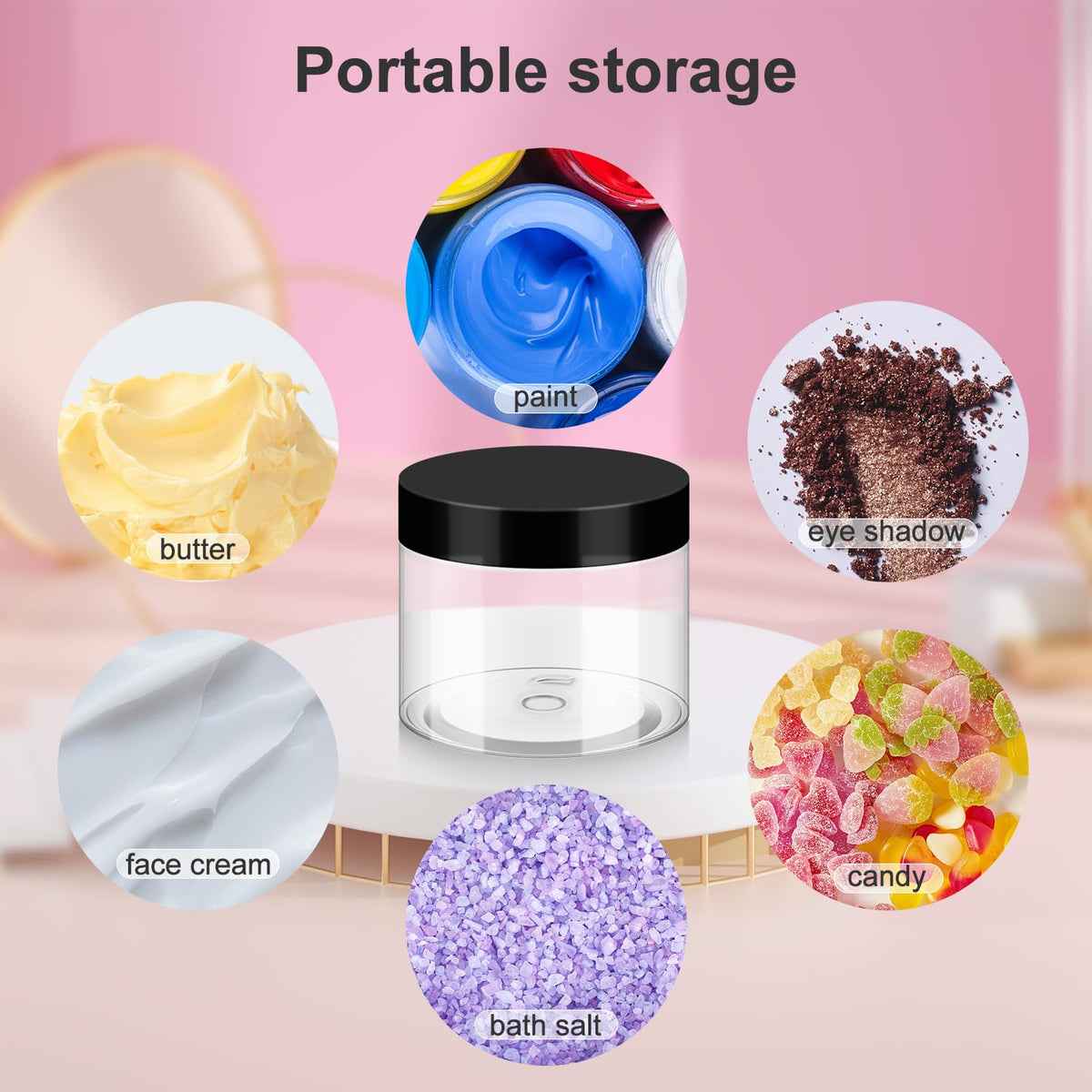 Smooth round design of Loretoy plastic jars
