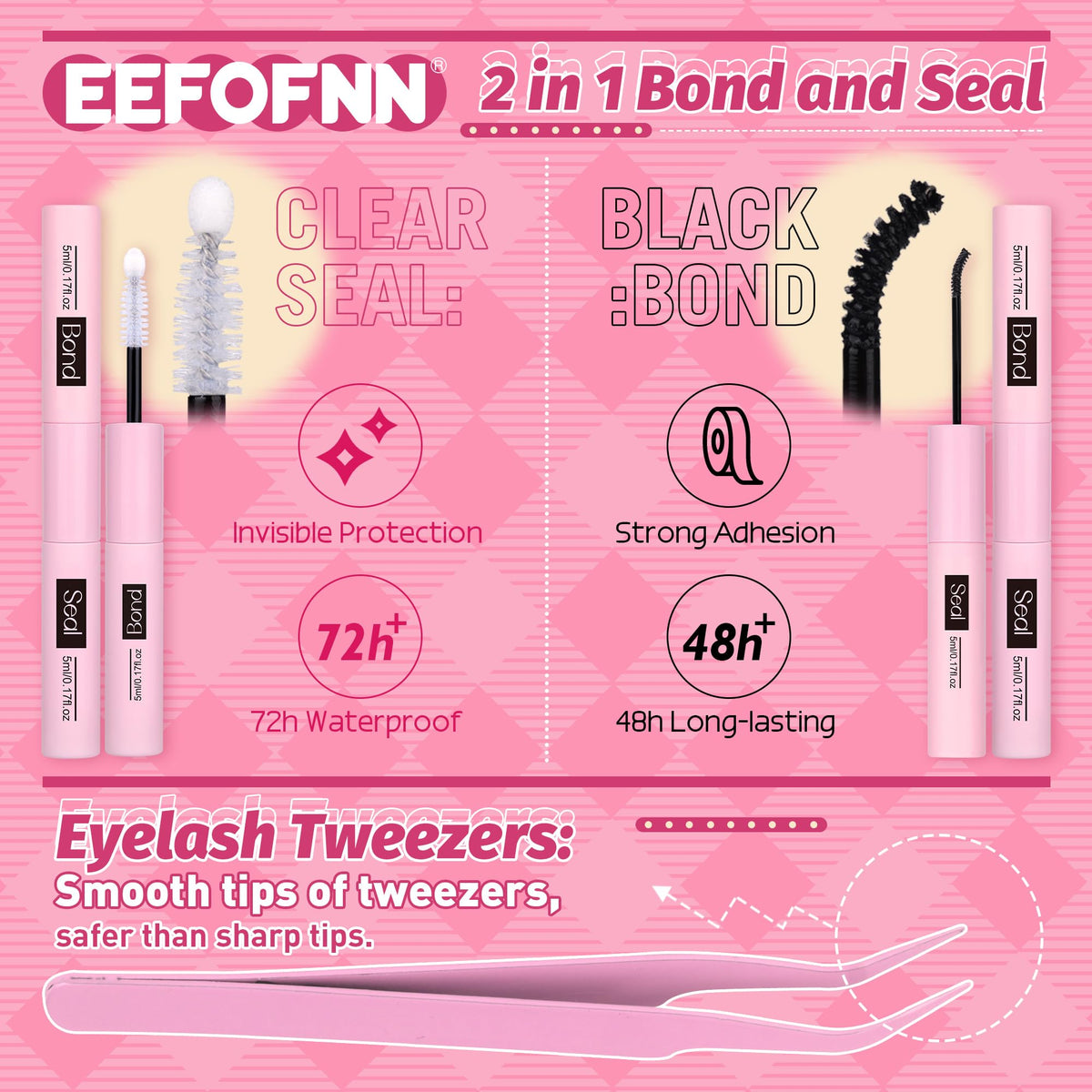 Smooth-tipped tweezers from Eefofnn lash extension kit