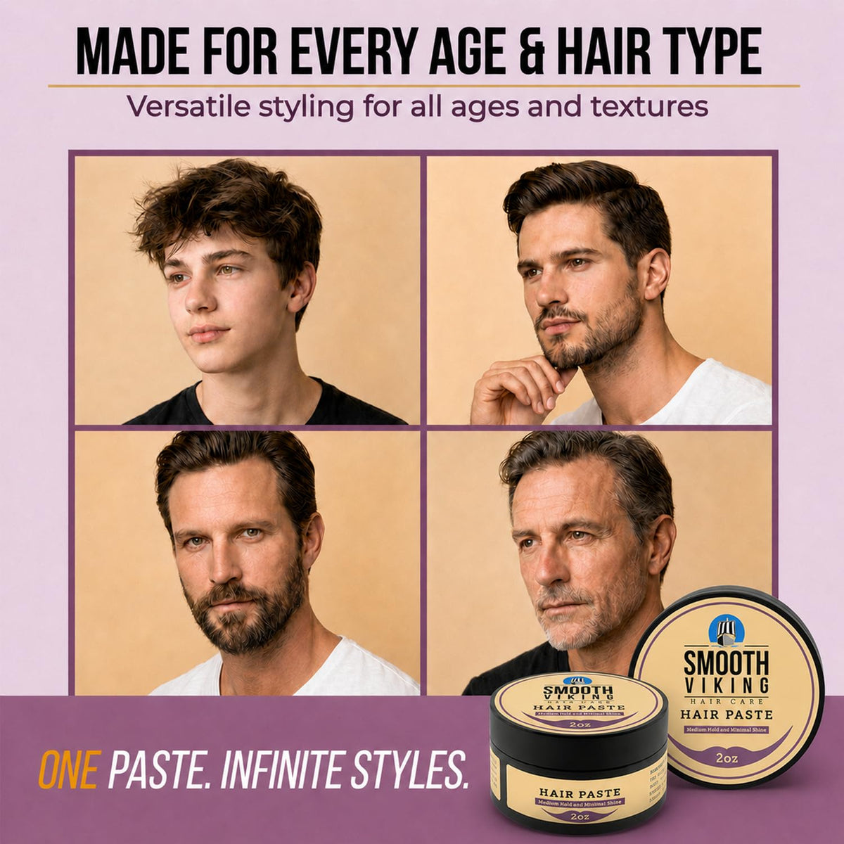Smooth Viking Hair Paste for Men 2oz side view