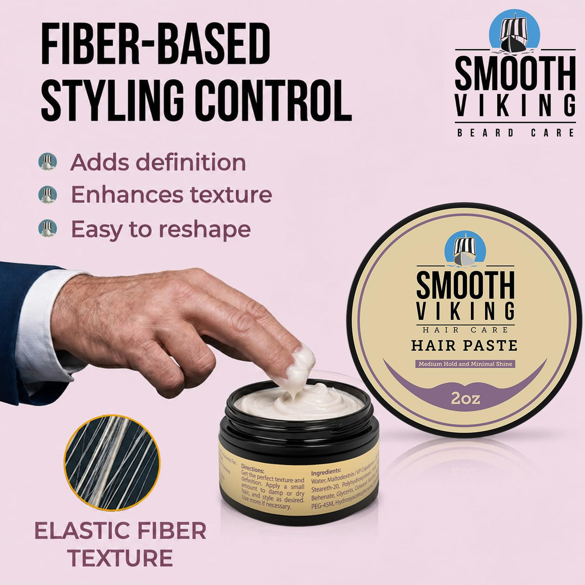 Smooth Viking Hair Paste for Men application on hair